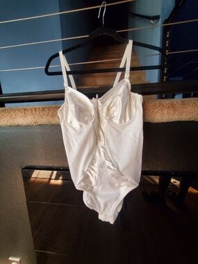 Bali White Satin-Trim Shapewear Bodysuit